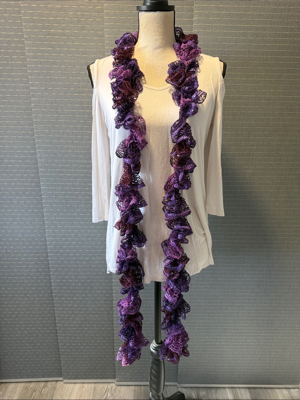 Extra Long Purple Crochet Twist Scarf